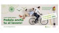 L'Alto Adige pedala. Pedala anche tu al lavoro! Due uomini in bicicletta campagna pubblicitaria per pedalare al lavoro in Alto Adige