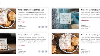 ALLE INHALTSELEMENTE Website mit Partnerprofilen, Bildern und Kontaktinformationen