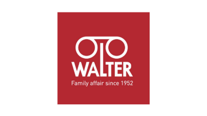 Convenzioni Logo di OTTO WALTER con lo slogan Family affair since 1952 su sfondo rosso