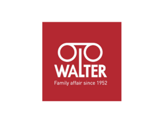 Convenzioni Logo di OTTO WALTER con lo slogan Family affair since 1952 su sfondo rosso