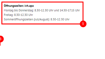 Klappboxen Kontaktdaten, Öffnungszeiten, Social Media Symbole und interessante Seitennamen
