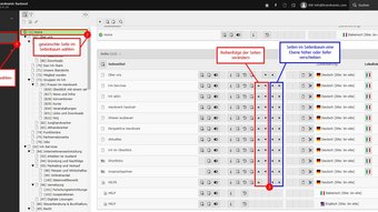 TESTSEITE Backend-Seitenliste mit Auswahl, Reihenfolge und Hierarchie-Verschiebung