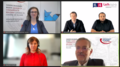 Unternehmen über Rechtsrahmen und Installation von Photovoltaik-Anlagen informiert Videokonferenz mit vier Personen von Handelskammer Bozen und LVH APA