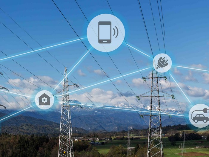 Estensione dell'accordo quadro per la fornitura di gas e energia elettrica Linee elettriche e simboli di consumatori energetici connessi in paesaggio rurale