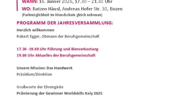 2026 Jahresversammlung Tapezierer*innen-Raumausstatter*innen 2026 Jahresversammlung Tapezierer*innen-Raumausstatter*innen