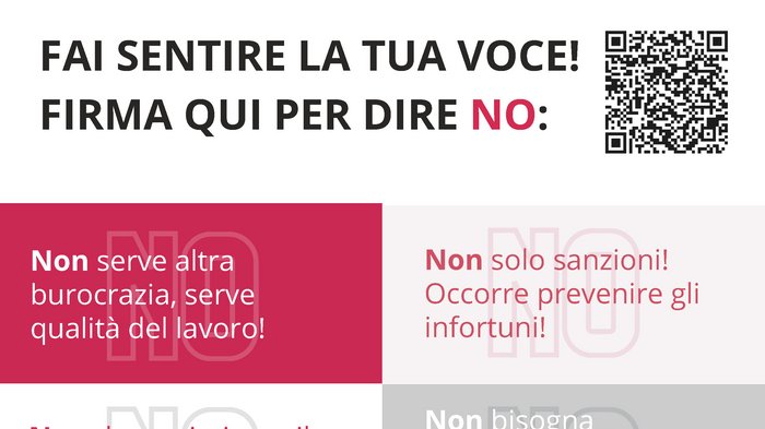 NEIN zum Punkteführerschein, JA zu klaren Zugangsvoraussetzungen für Berufe Campagna NO alla patente a crediti nei cantieri con codice QR e motivazioni