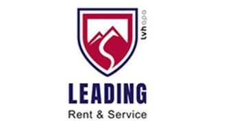 Links und Downloads Logo von Leading Rent & Service mit Berg- und Straßenmotiv