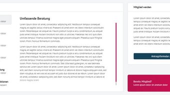 Sprint 04 Layout einer Webseite mit Vorteilen für Mitglieder und Anmeldeoptionen
