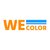 Logo WE COLOR arancione e blu su sfondo bianco