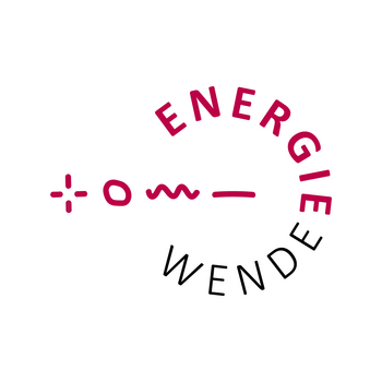 Gebäudetechnik Symbol und Schriftzug Energiewende in Rot und Schwarz auf weißem Hintergrund