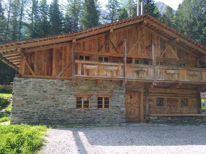 EU erlässt Richtlinien zur Energieeffizienz von Gebäuden: Plattform Land bietet Sanierungsberatungen Rustikales Haus mit Stein- und Holzwänden in bewaldeter Bergumgebung