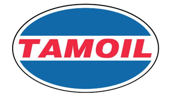 Convenzioni Logo Tamoil con scritta rossa su sfondo blu e bianco