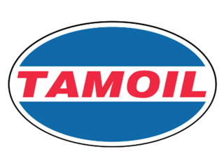 Althandwerker Tamoil Logo mit roter Schrift auf blau-weißem Hintergrund