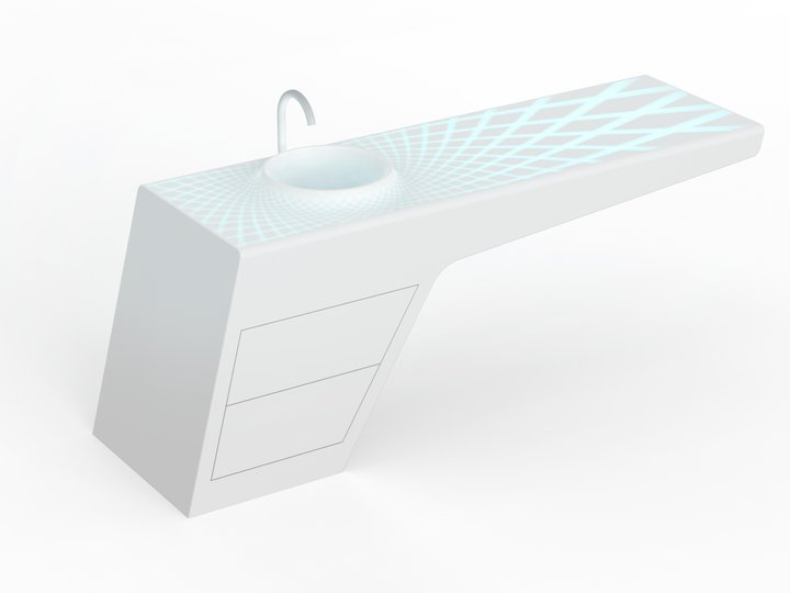 Planit GmbH Modernes weißes Waschbecken mit digitalem Muster auf der Oberfläche