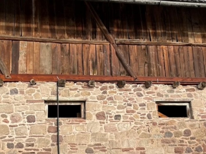 Kostenlose Online-Weiterbildungen zur innovativen und nachhaltigen Sanierung Altes Haus mit Steinmauer und Holzdach in ländlicher Umgebung