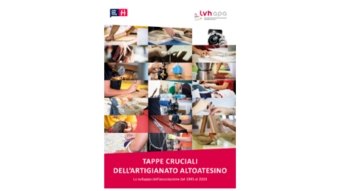 La storia di lvh.apa Copertina con immagini di lavori artigianali e testo sull'artigianato altoatesino