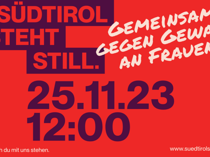 „Südtirol steht still“ – Am 25. November Südtirol steht still am 25.11.23 gegen Gewalt an Frauen