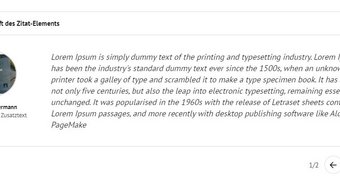ALLE INHALTSELEMENTE Zitat mit Foto und Namen von Mara Mustermann