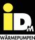 IDM Wärmepumpen Logo mit gelbem i und weißem D und M vor schwarzem Hintergrund