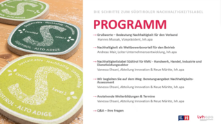 Webinare Programm für nachhaltiges Südtirol mit Zertifikatsstufen auf Holzscheiben